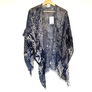 NWT Anthropologie Petanu by Pashma navy floral shawl scarf